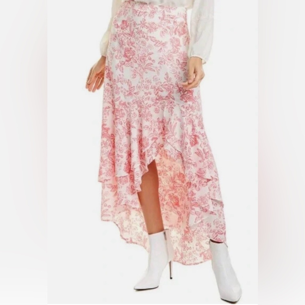 1. State Pink Floral Rose Maxi Skirt
